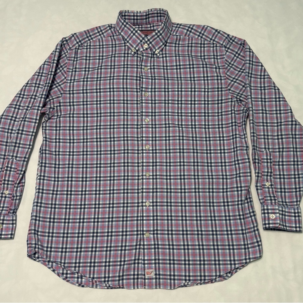 Vineyard Vines Pink and Blue Casual Button Down Shirt